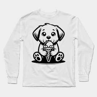 Cute Puppy Eating Ice Cream Long Sleeve T-Shirt